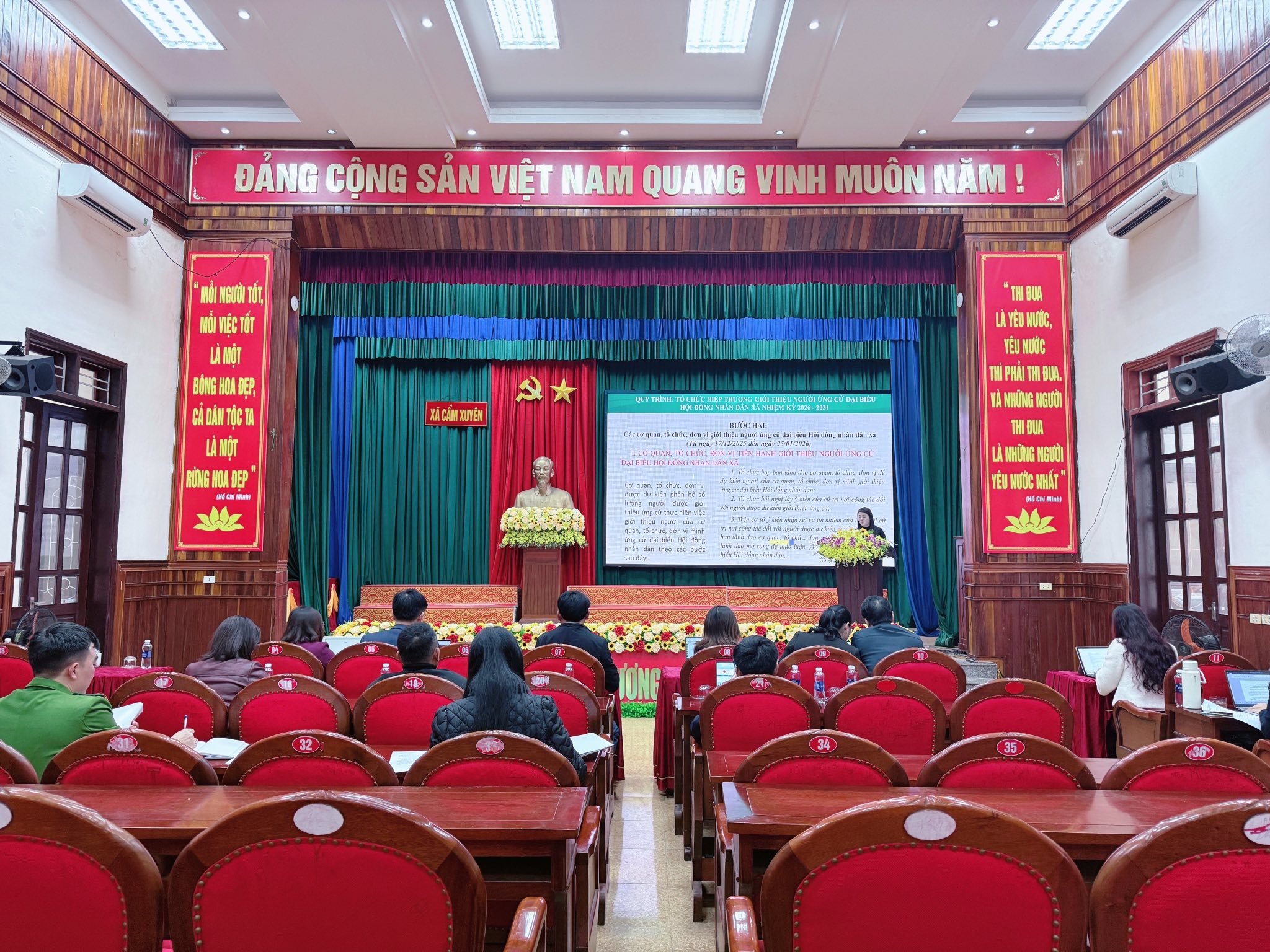 Xã Cẩm Xuyên tổ chức Hội nghị hướng dẫn quy trình giới thiệu người ứng cử đại biểu HĐND xã nhiệm kỳ 2026 – 2031.