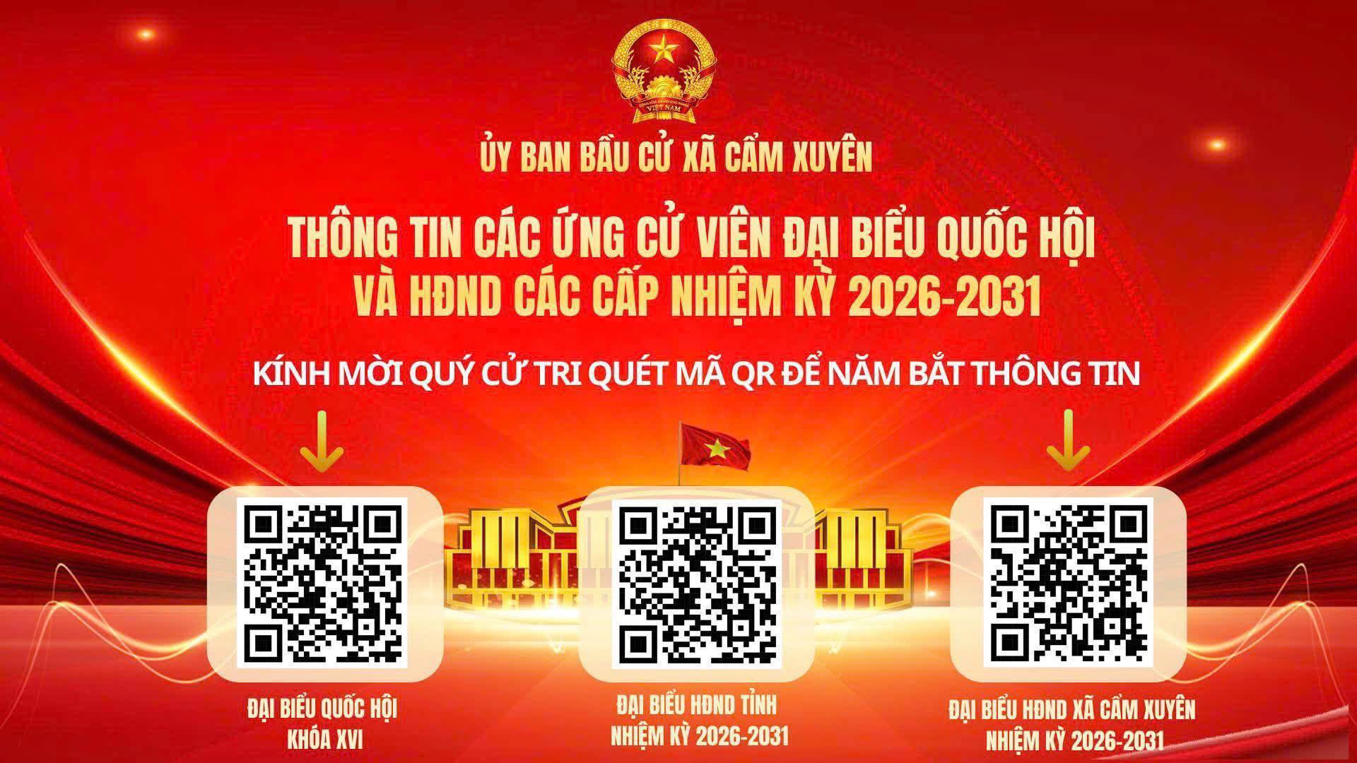 Xã Cẩm Xuyên thông tin đến cử tri tiểu sử tóm tắt các ứng cử viên đại biểu Quốc hội và HĐND các cấp nhiệm kỳ 2026 – 2031