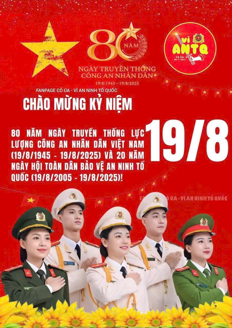 Chúc mừng kỷ niệm 80 năm Ngày thành lập Công an nhân dân Việt Nam (19/8/1945 – 19/8/2025)
