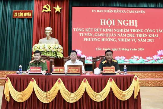 Xã Cẩm Xuyên Tổng kết, rút kinh nghiệm công tác tuyển quân năm 2026, triển khai nhiệm vụ năm 2027.  