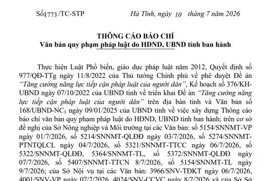 Hội đồng nhân dân tỉnh Hà Tĩnh ban hành Nghị quyết số 06/2026/NQ-HĐND quy định nguyên tắc, tiêu chí, định mức phân bổ ngân sách thực hiện các Chương trình mục tiêu quốc gia giai đoạn 2026 – 2030